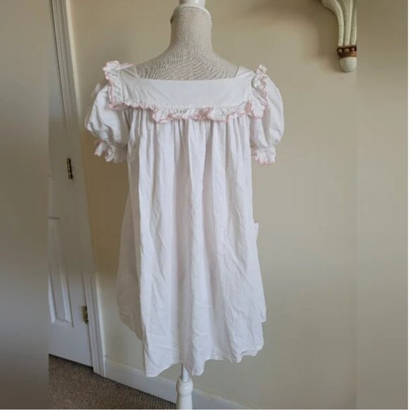 For Love and Lemons Tea Time Babydoll Cotton Mini white pink Dress size L - Picture 4 of 8